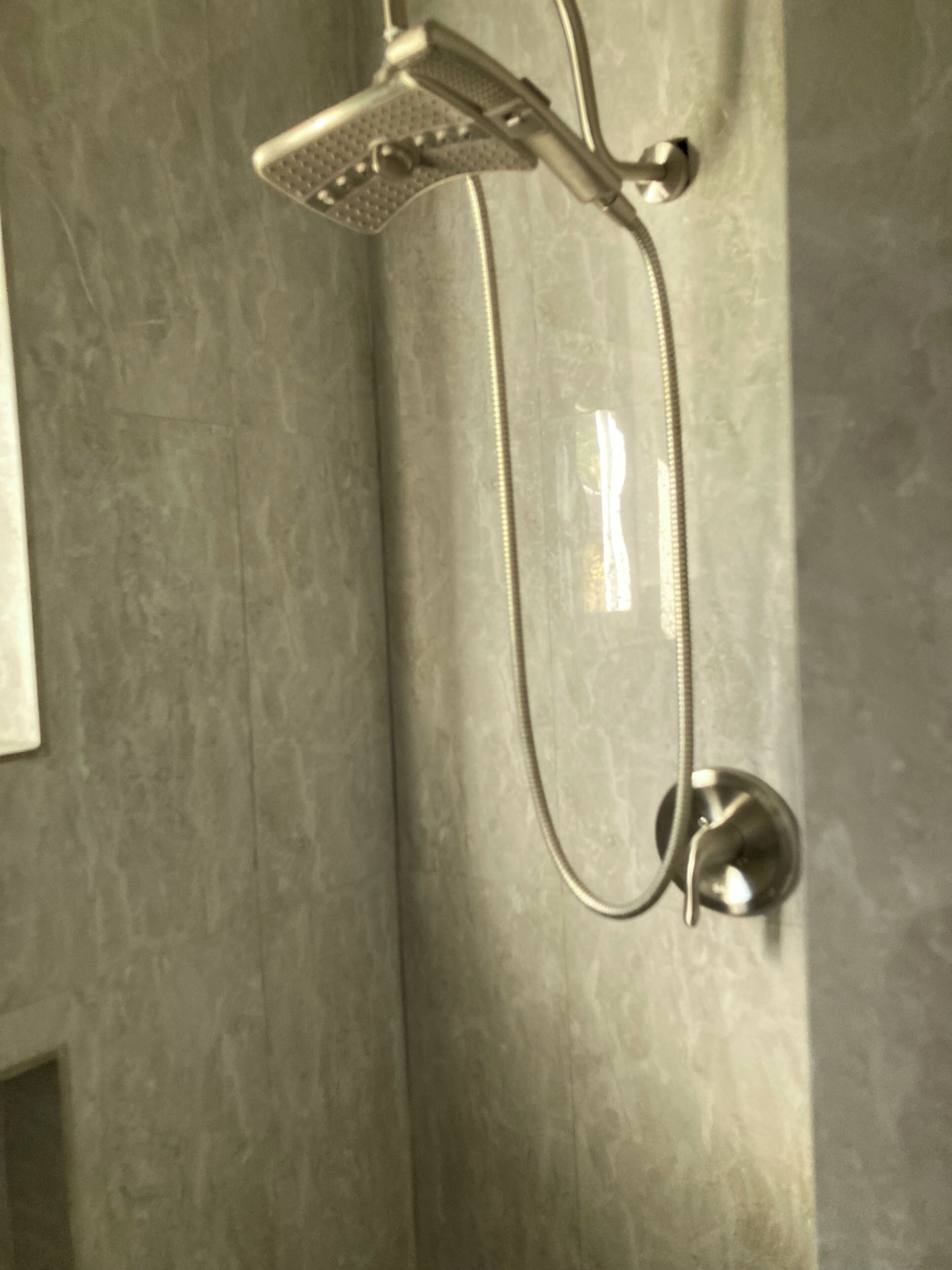 Shower, towels, soap, toilet paper