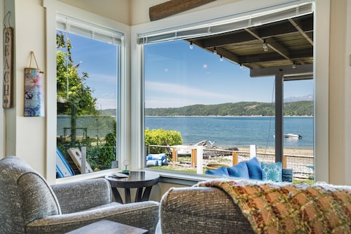 Beautiful Beach Front Home on Hood Canal With Water and Mountain Views.