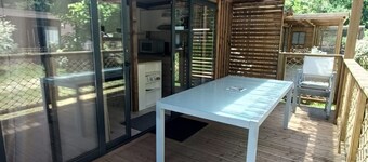 35m2 wooden chalet with 3 bedrooms and 17m2 terrace