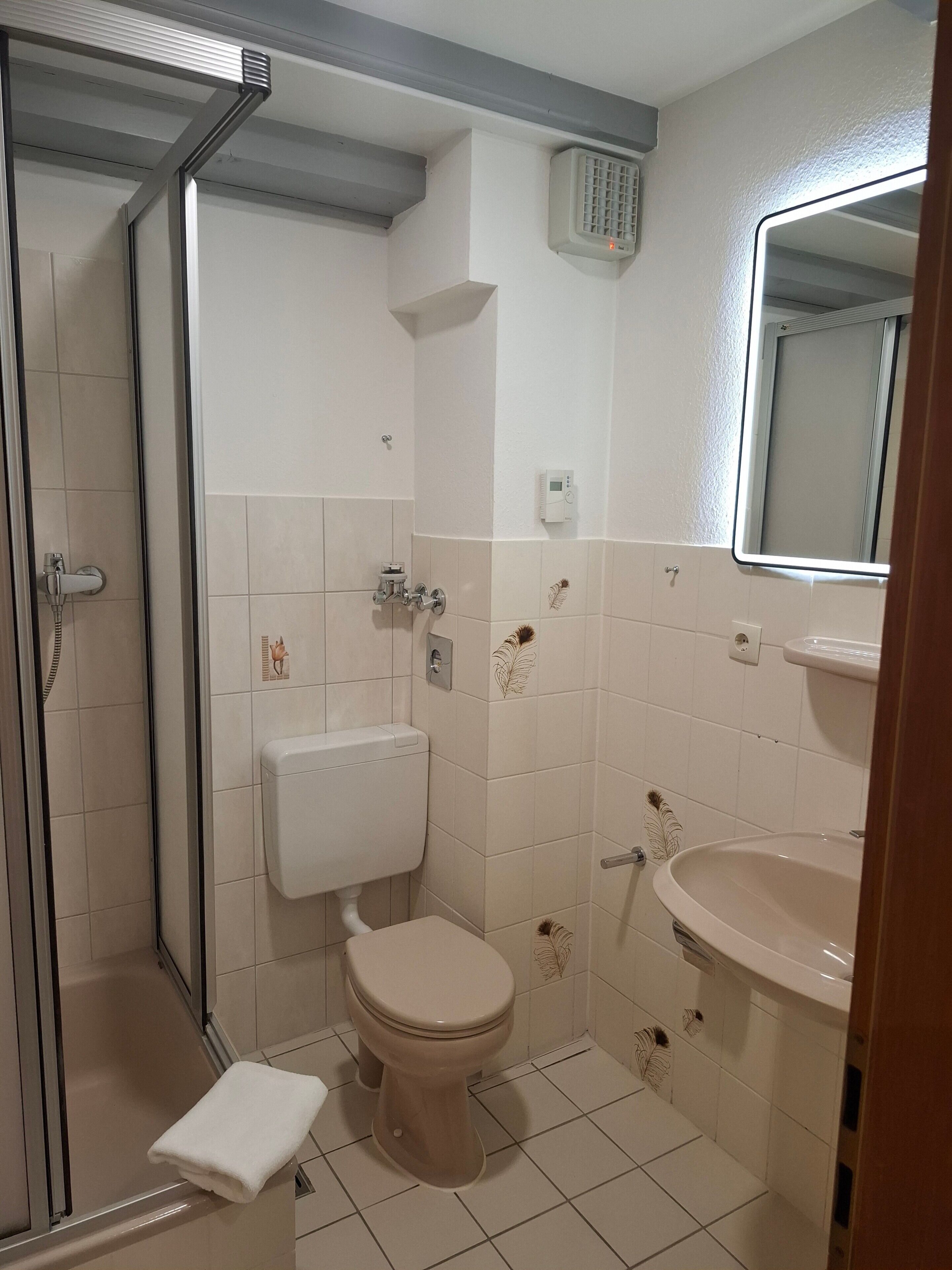 Dusche, Haartrockner, Handtücher