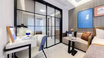Superior Condo, 1 Queen Bed, City View | Desk, blackout drapes, soundproofing, iron/ironing board
