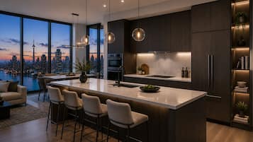 Apartemen, pemandangan kota | Dapur pribadi