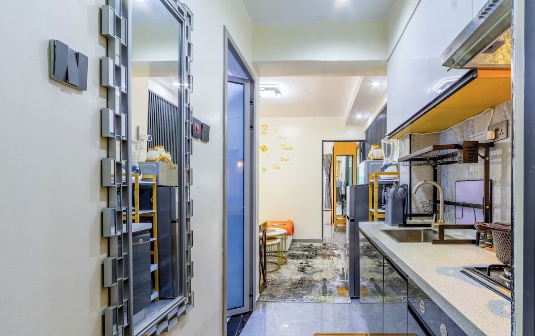Deluxe Apartment, Balcony, City View | Private kitchen | Full-size fridge, microwave, cookware/dishes/utensils