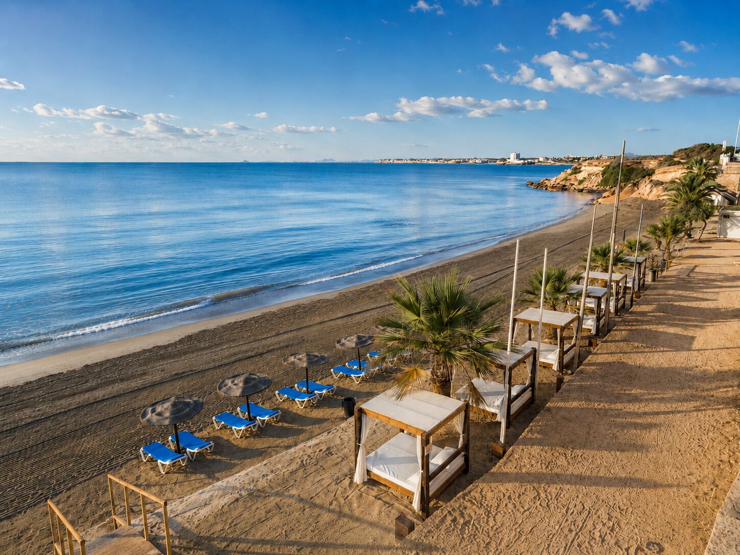 Sun-loungers, beach towels