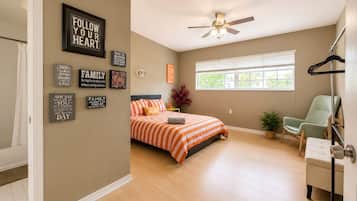 4 habitaciones, tabla de planchar con plancha, internet y ropa de cama