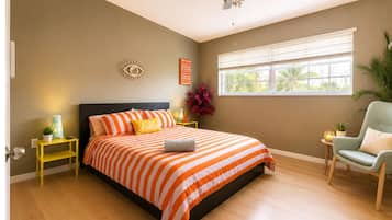 4 habitaciones, tabla de planchar con plancha, internet y ropa de cama