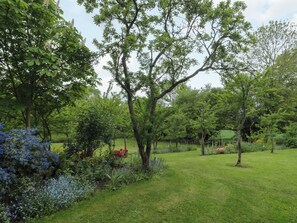 A lush garden with a variety of plants and trees. - Stowey Mead Stables (Bristol)