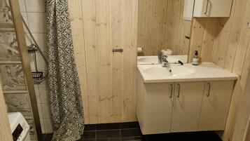 Hair dryer, soap, toilet paper
