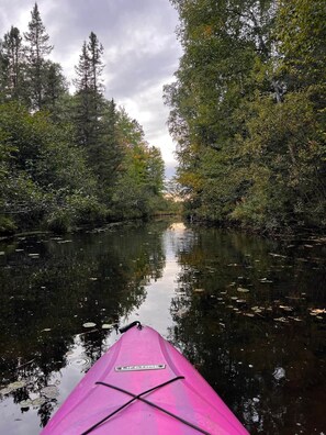 Kaying in the channel approaching Loon Lake
