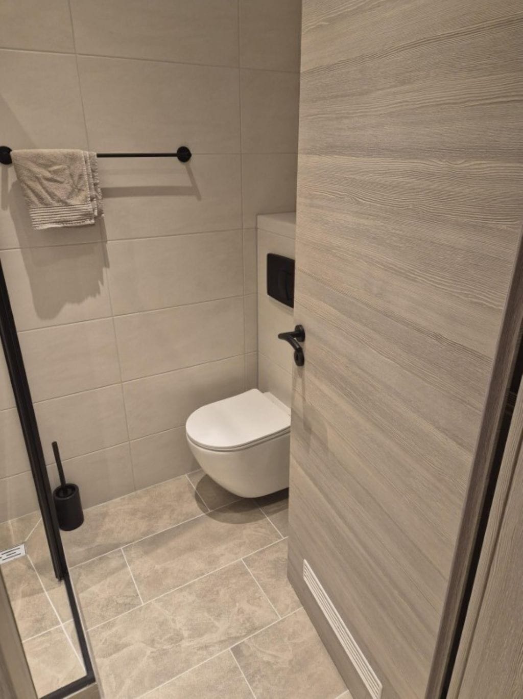 Shower, towels, toilet paper