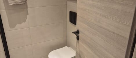 Shower, towels, toilet paper