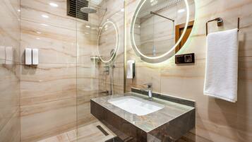 Classic Double Room, City View | Bathroom | Shower, eco-friendly toiletries, hair dryer, slippers