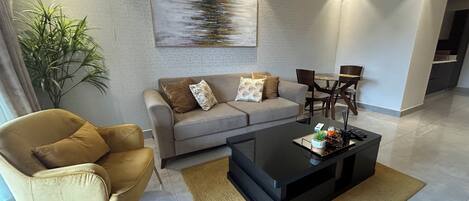 Luxury Apartment, 1 Bedroom, Balcony, City View | Living area