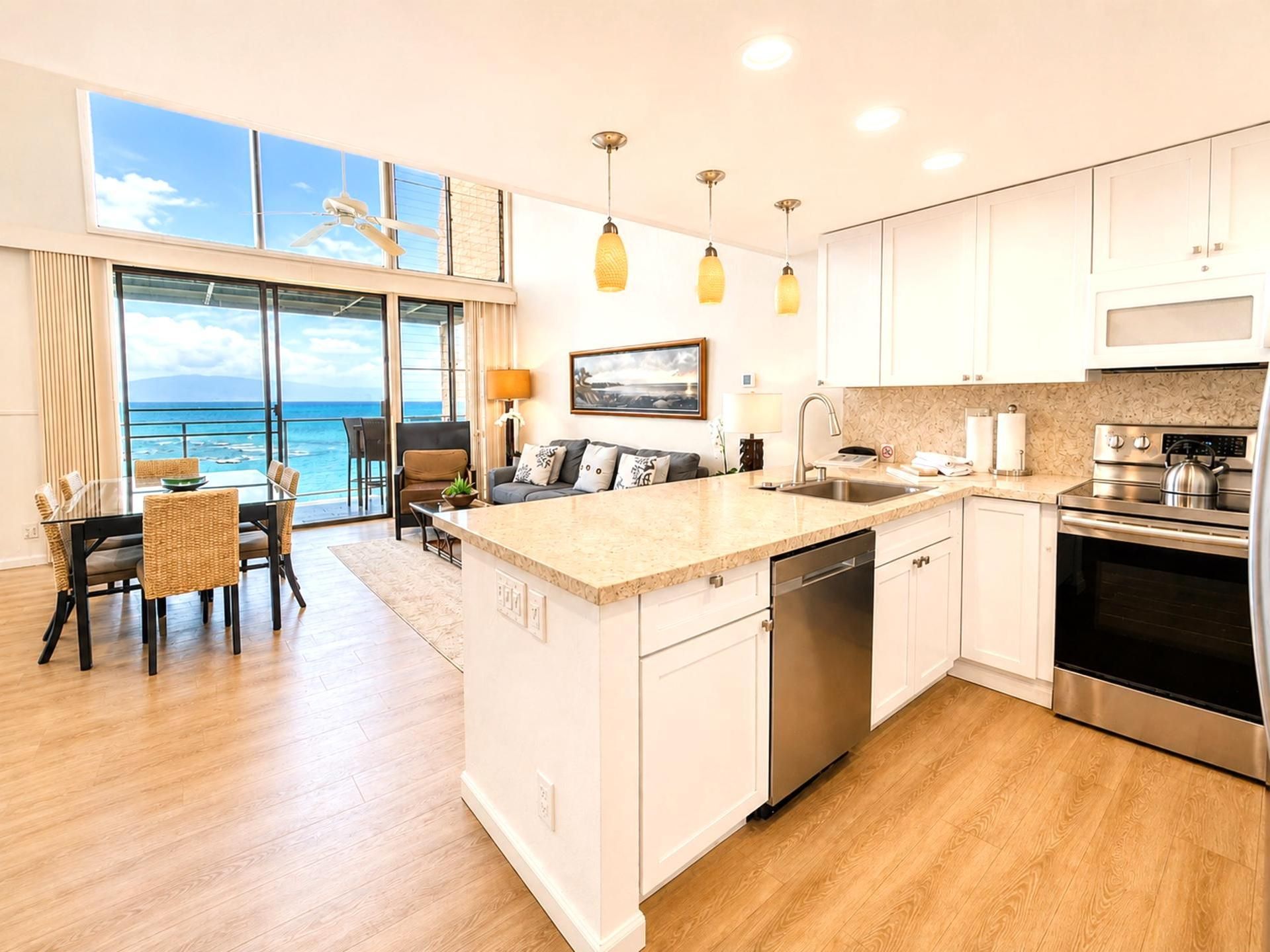 Clean countertops, quality appliances, and stunning ocean views make cooking feel easy here NAP-C19