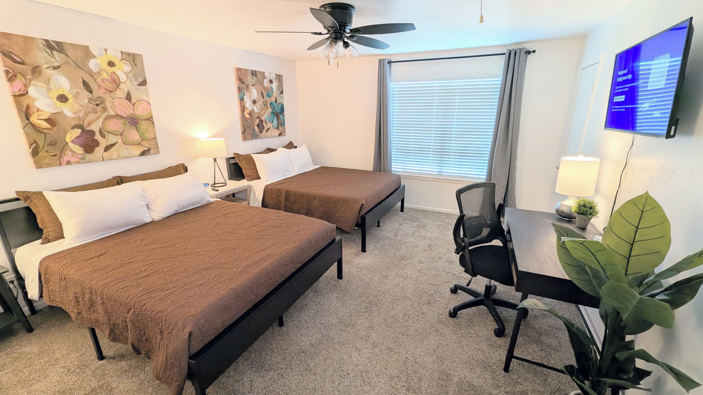 Desk, iron/ironing board, travel cot, free WiFi