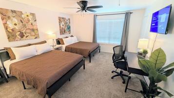 Desk, iron/ironing board, travel cot, free WiFi