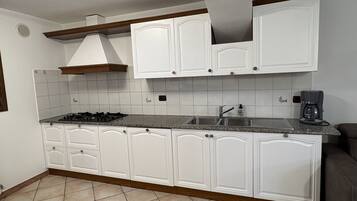 Fridge, oven, dishwasher, coffee/tea maker