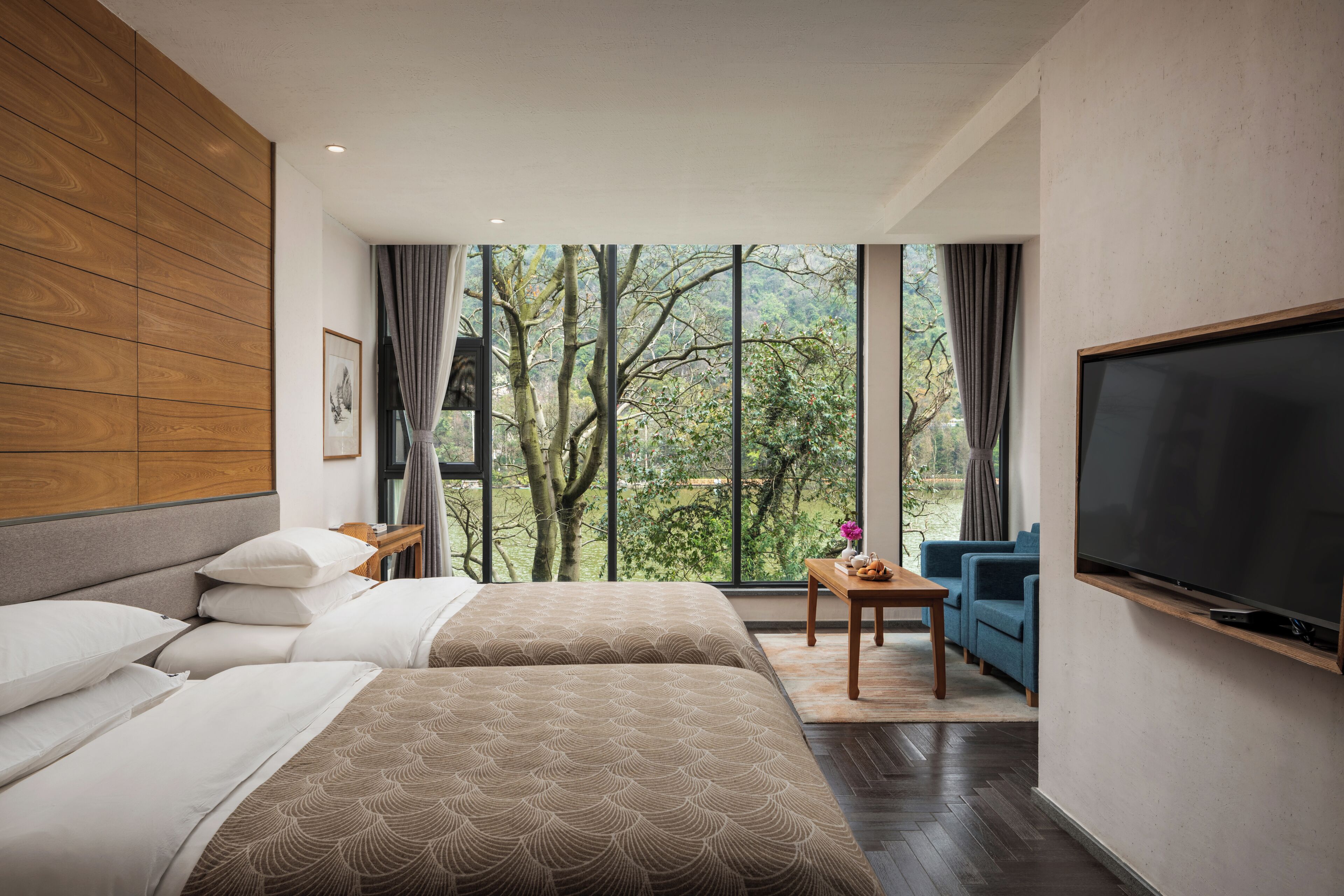 Habitación Confort con 2 camas individuales, vistas al lago