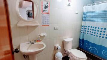 Shower, towels, soap, shampoo