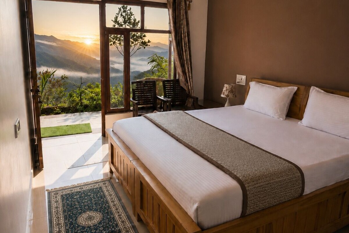 Double Room, Balcony, Mountain View | Individually furnished, bed sheets