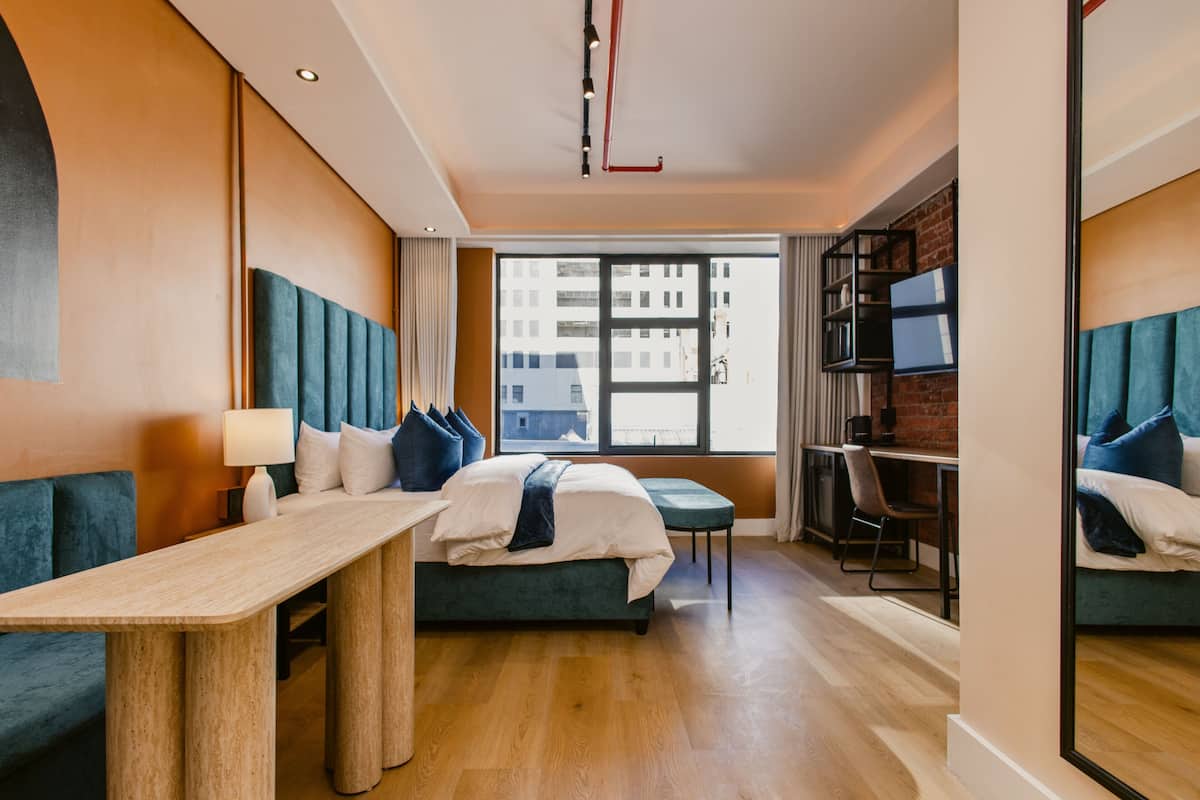 In-room safe, desk, laptop workspace, blackout curtains