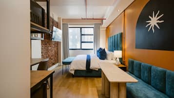 In-room safe, desk, laptop workspace, blackout curtains