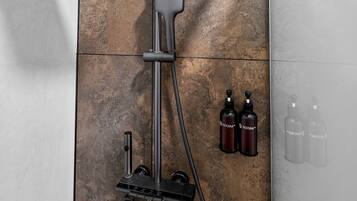 Chambre Double Deluxe | Salle de bain | Douche, sĂšche-cheveux, serviettes fournies, savon