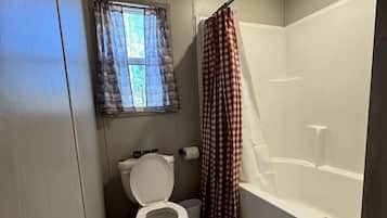 Hair dryer, towels, toilet paper