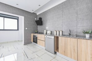A modern kitchen with a dishwasher, oven, and a built-in stove. - Magnifique Appartement a Constantine (Constantine)