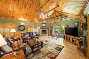 Living area - Riversong Retreat | Pet-Friendly Gatlinburg Cabin with Mountain Views & Game Roo (Sevierville)
