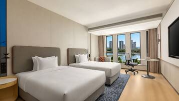 2 Double Standard River View | Premium bedding, down comforters, desk, laptop workspace