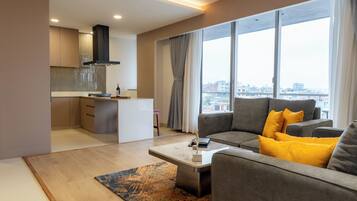 Appartement, 1 chambre, vue ville | Coin séjour