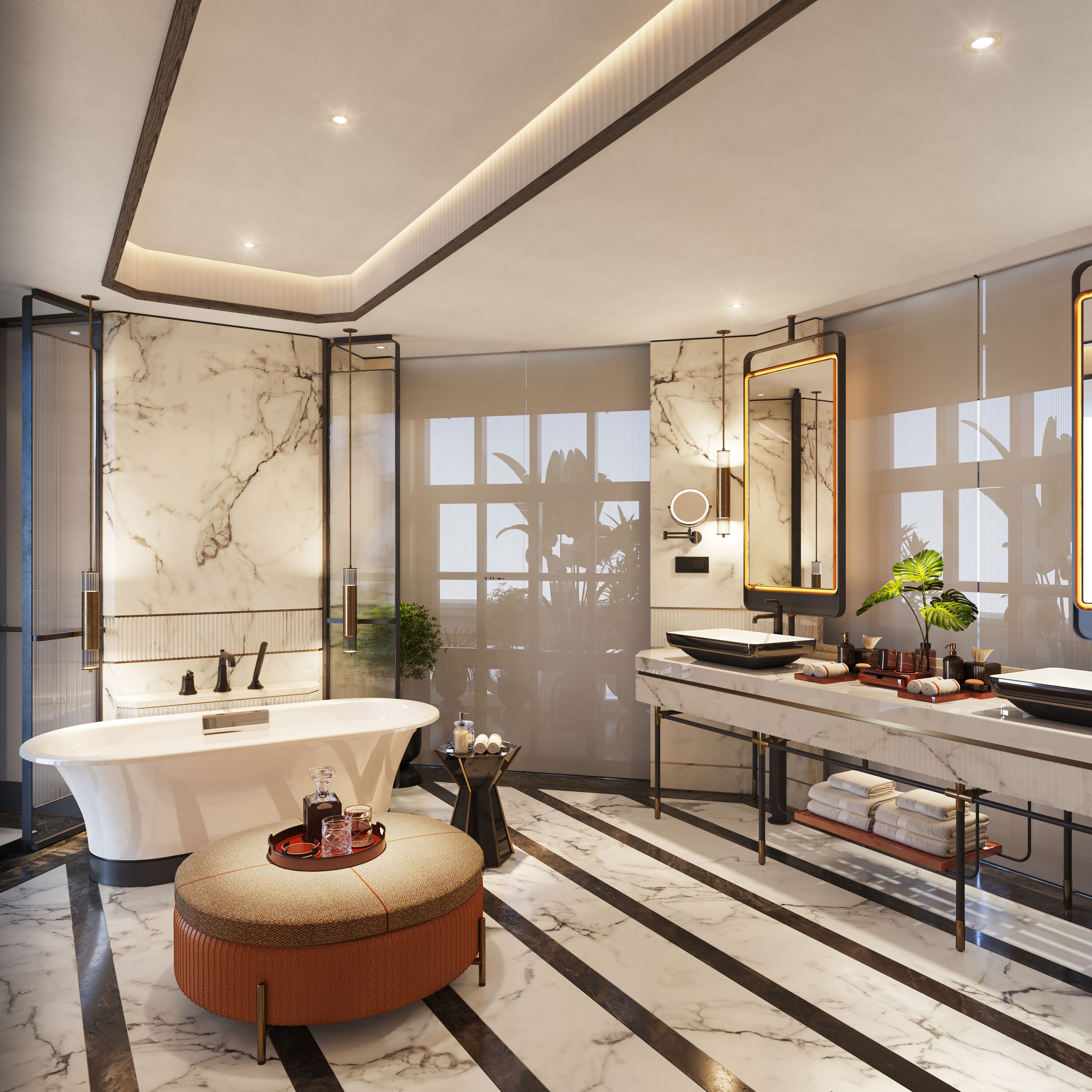 Presidential Suite | Bathroom | Rainfall showerhead, eco-friendly toiletries, hair dryer, bathrobes