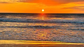 On the beach, white sand