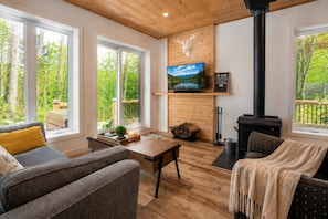Fernseher, Kamin, Stereoanlage