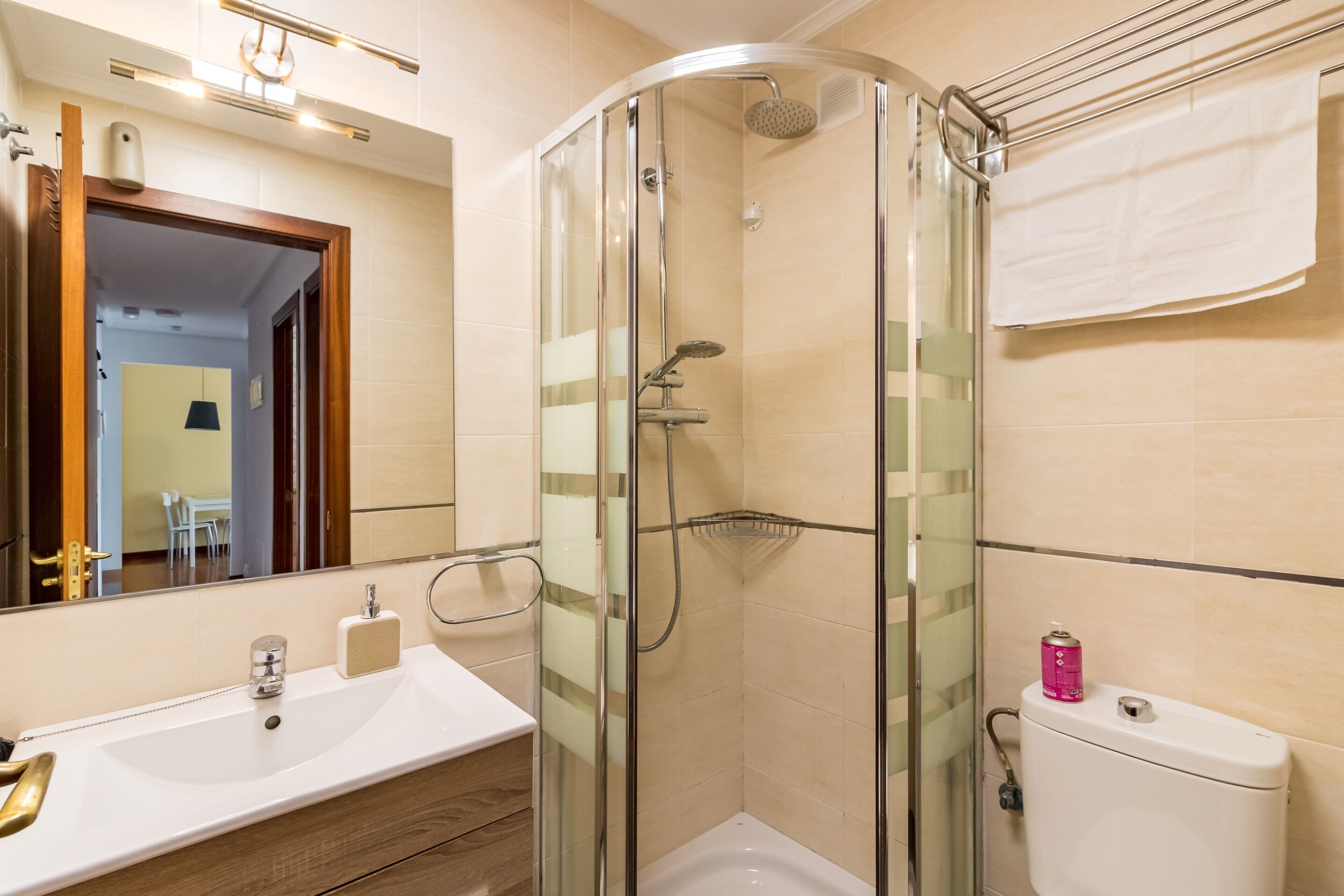 Een douche, een haardroger, handdoeken