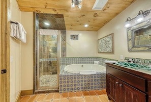 Studio, Multiple Beds, Kitchenette, Garden View (The Studio at Durst Haus) | Bathroom | Towels - Adorable Studio Cabin With Covered Porch, Near Main Street, 2 Dogs OK (Fredericksburg)