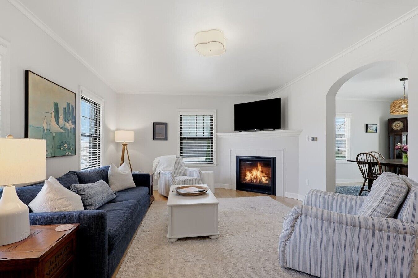 TV, fireplace