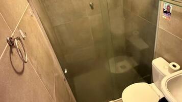 Hair dryer, towels, soap