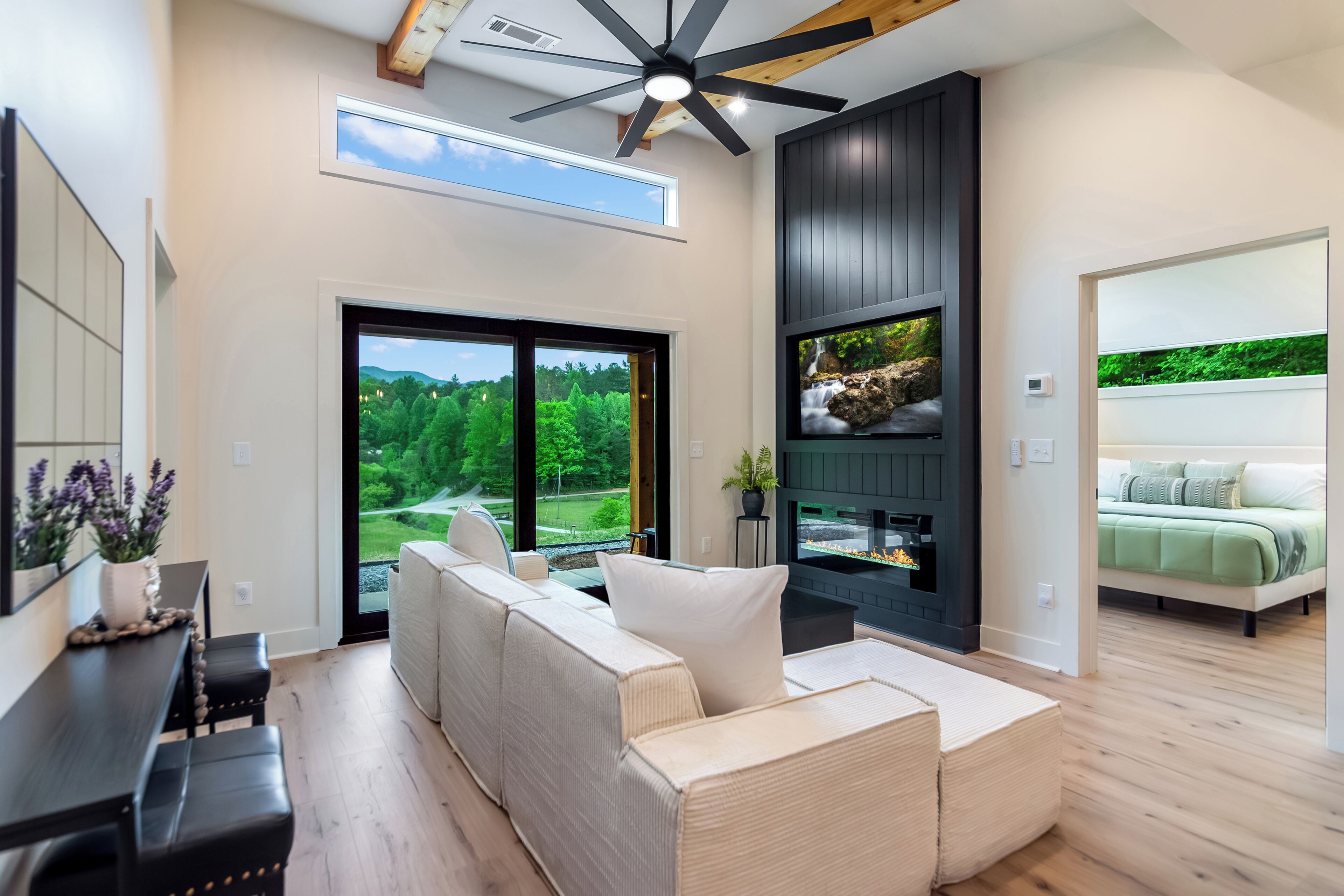 Smart TV, fireplace