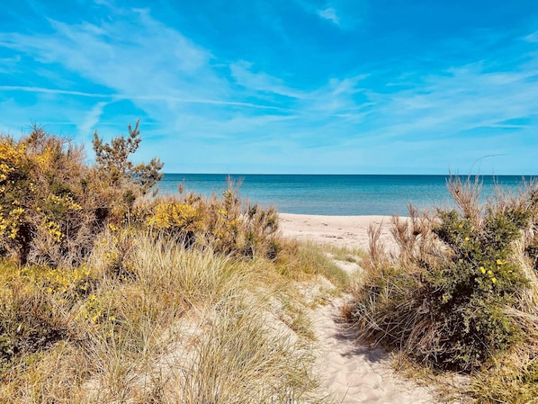 A beach path leading to the ocean with clear skies. - 4 Star Holiday Home in Vaeggerlose (Vaeggerlose)