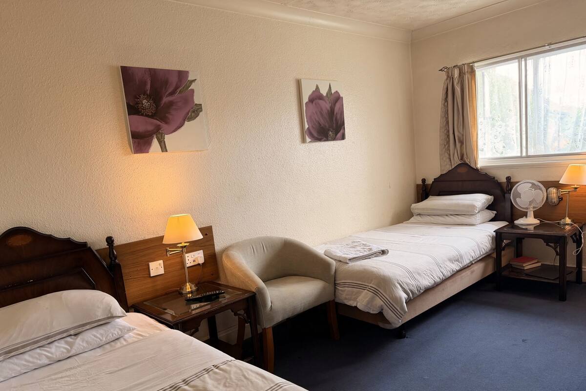 Basic Twin Room, Ensuite, Garden View | Iron/ironing board (on request), WiFi (free), bed sheets