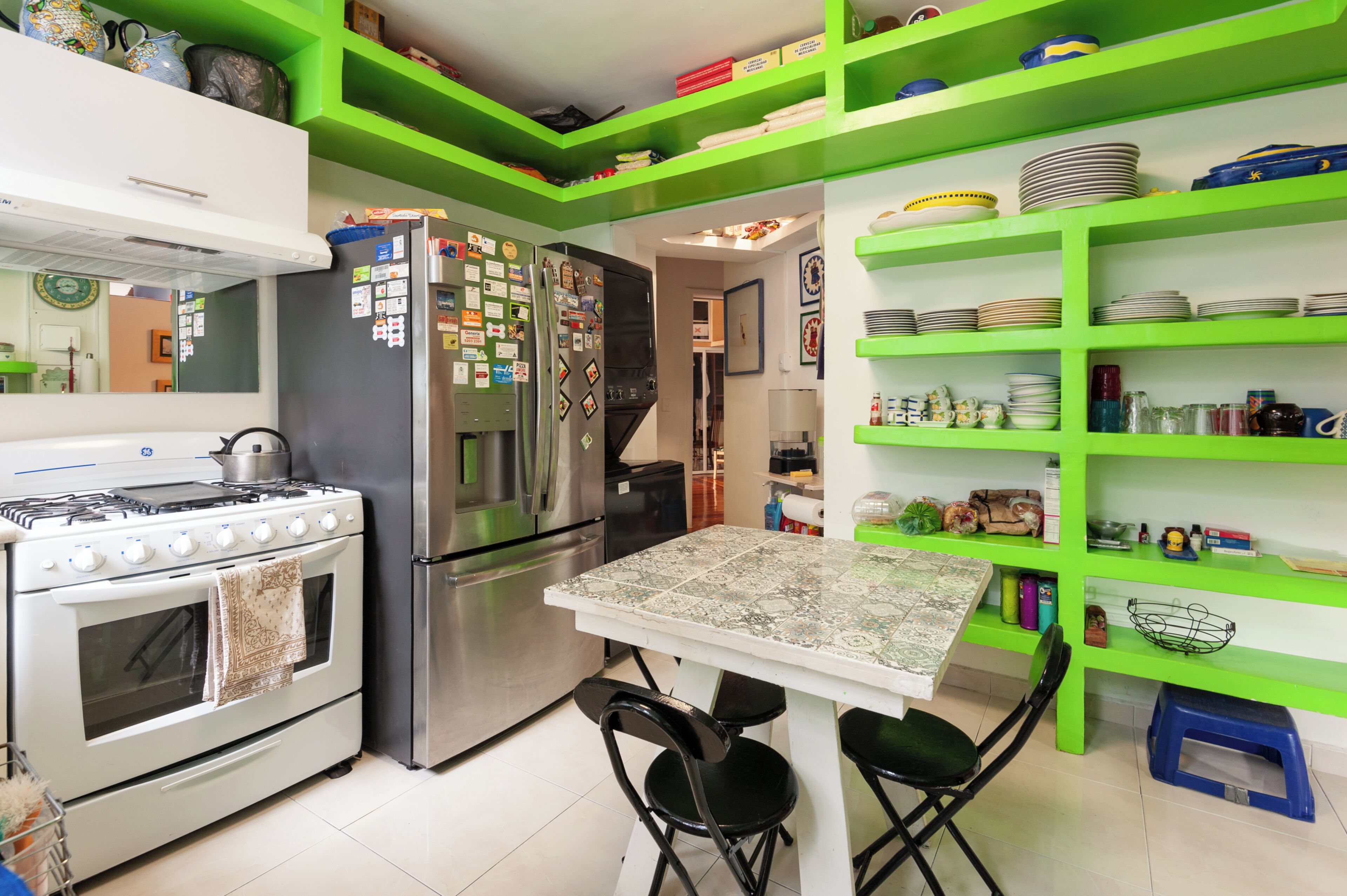 Shared fridge, microwave, blender, griddle