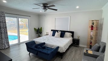 4 bedrooms, iron/ironing board, WiFi, bed sheets