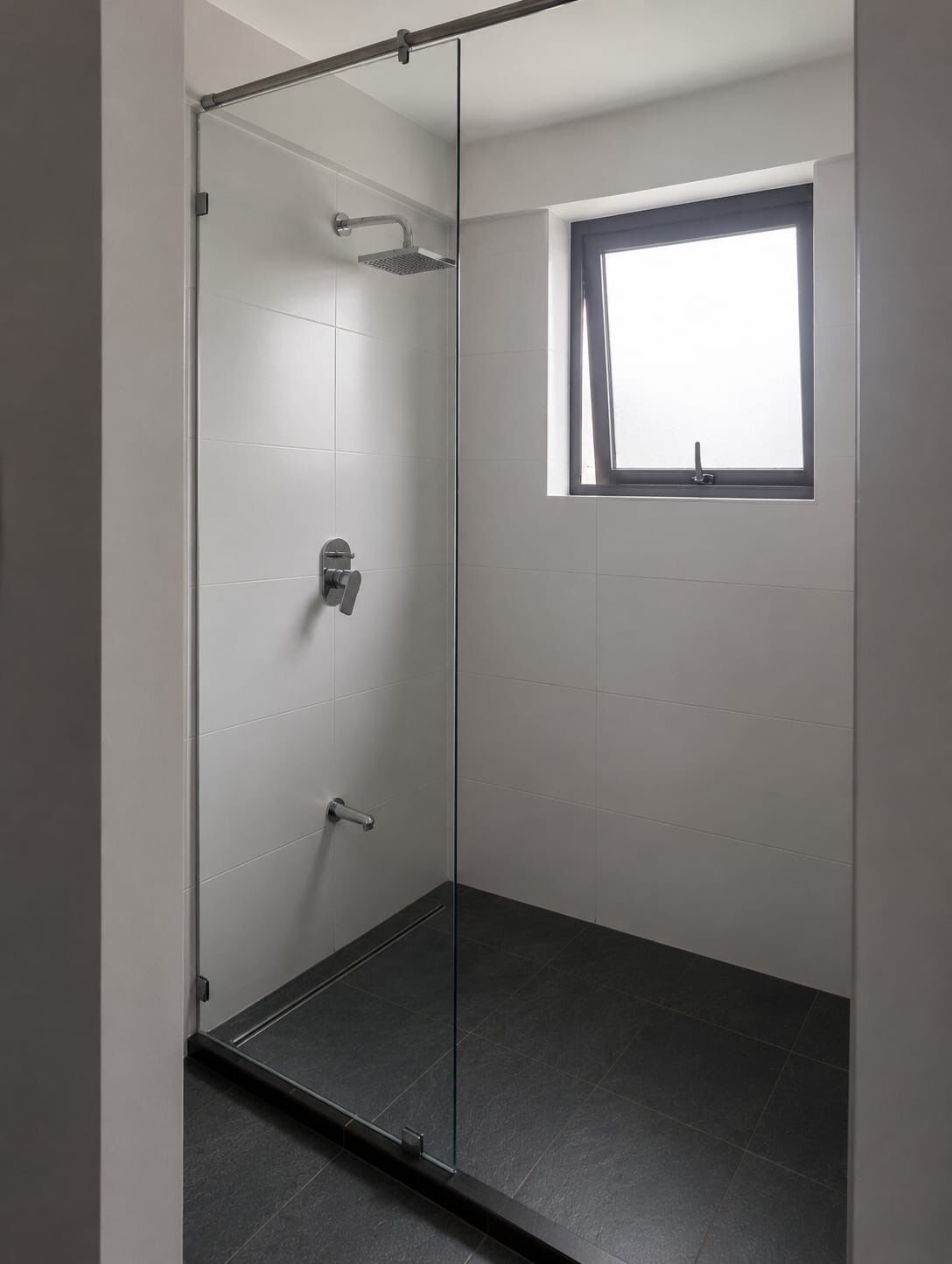Shower, towels, soap, toilet paper