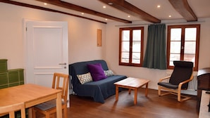 TV, fireplace - Quiet and central in a historic house with a variety of excursion destinations (Kandern)