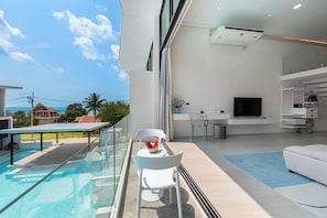 Townhome, Balcony, Pool View | Outdoor dining - Pool Access Spacious Townhouse Kid Slide (Koh Samui)