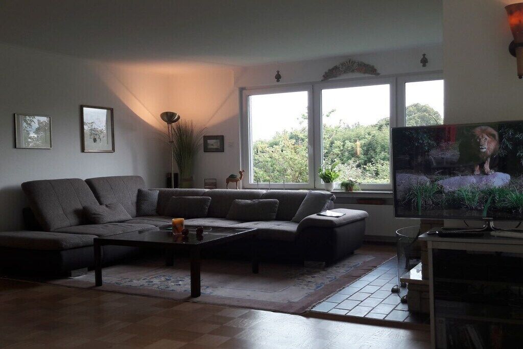 TV connectée, cheminée, lecteur de DVD, table de tennis de table