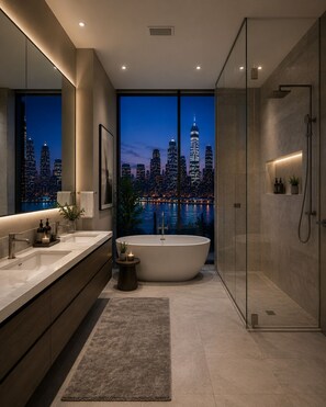 Apartment, Stadtblick | Badezimmer