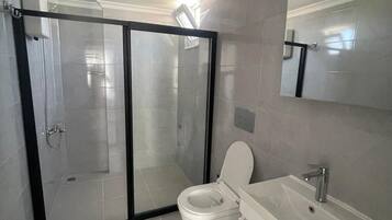 Classic Double Room, Pool View | Bathroom | Shower, hair dryer, towels, soap